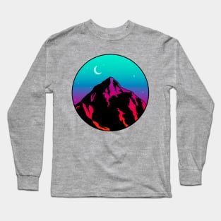 Colorful Moonrise Mountains Long Sleeve T-Shirt